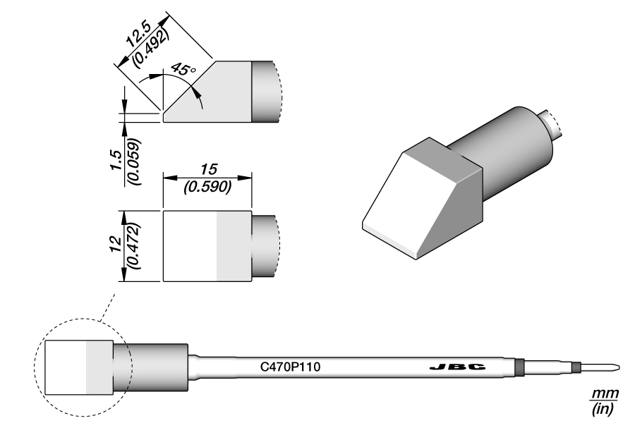 C470P110 - Chisel Cartridge 12 x 12.5